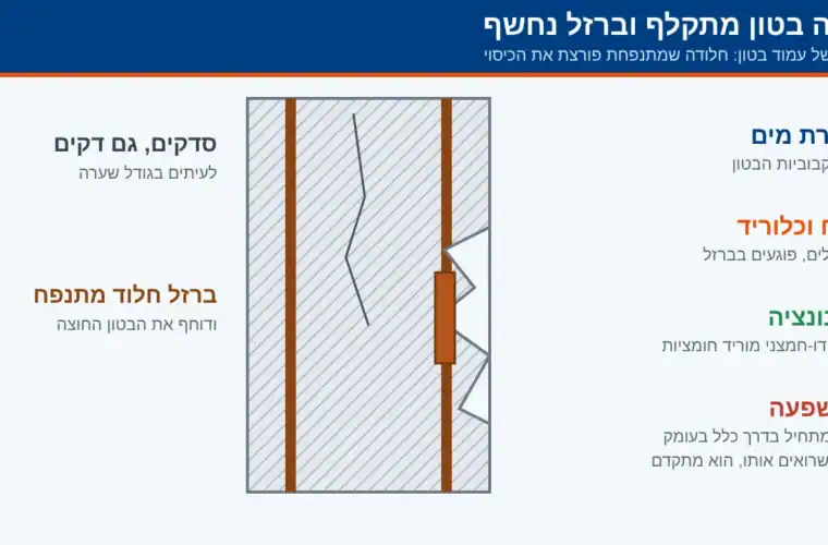 בטון מתקלף וברזל חשוף: מה הסימנים, מה מסוכן ומי מתקן